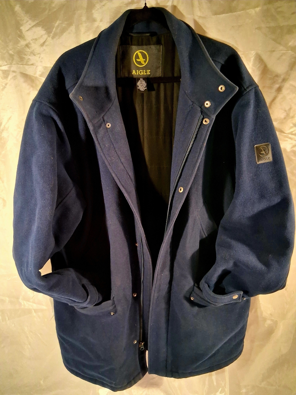 Aigle Men's Navy Wool Blend Coat